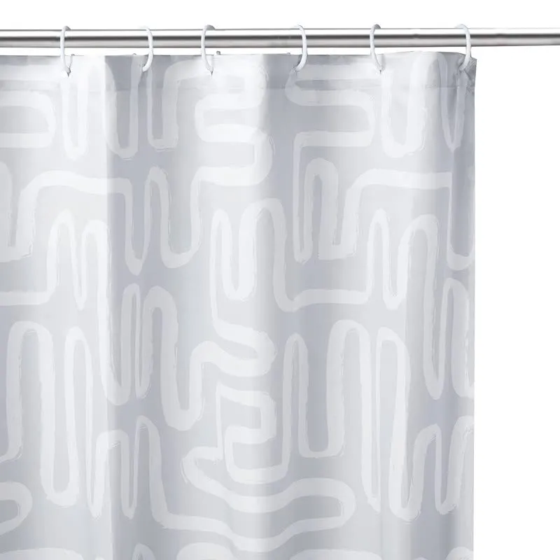 Encasa Homes Bathroom Shower Curtains | Heavier Quality Waterproof Fabric | 7 ft | 10 Free Hooks Included - Maze Beige