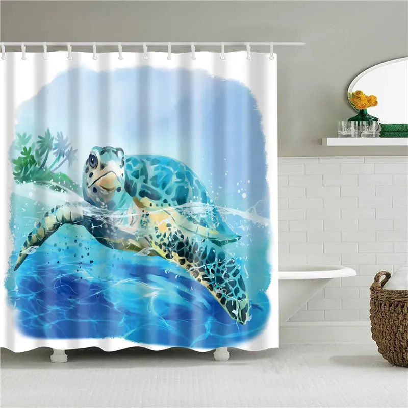 Fabric Shower Curtain Cute Cartoon Hippo Animals Dogs Cats Deer Bath Curtain Waterproof Polyester Bathroom Curtain with Hooks