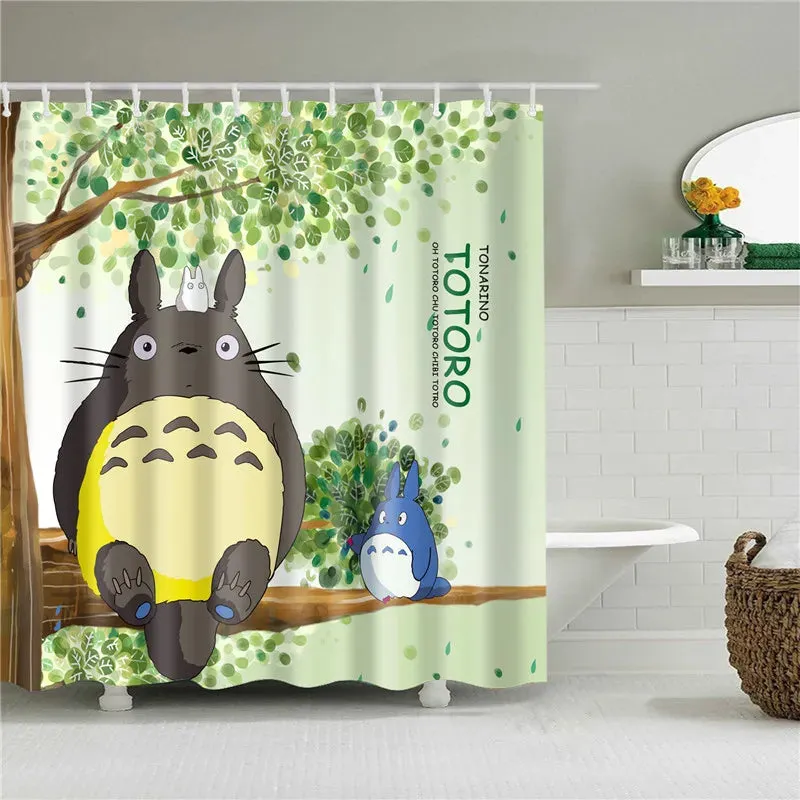 Fabric Shower Curtain Cute Cartoon Hippo Animals Dogs Cats Deer Bath Curtain Waterproof Polyester Bathroom Curtain with Hooks