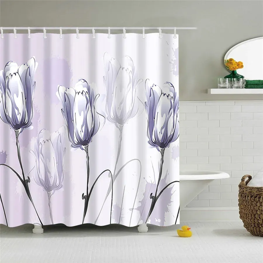 Flower Dandelion Red Rose Small Fresh Shower Curtains Bathroom Curtain Frabic Waterproof Polyester Bathroom Curtain with Hooks