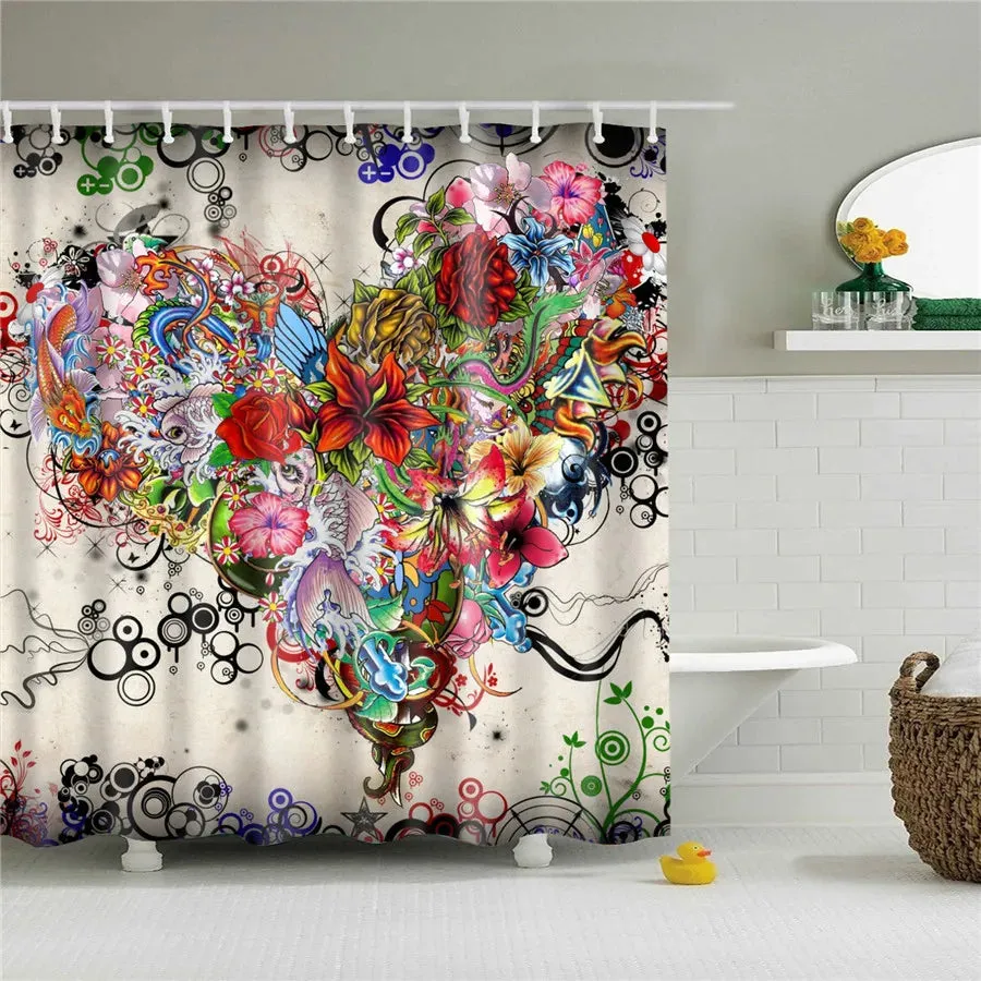 Flower Dandelion Red Rose Small Fresh Shower Curtains Bathroom Curtain Frabic Waterproof Polyester Bathroom Curtain with Hooks