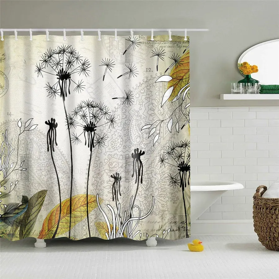 Flower Dandelion Red Rose Small Fresh Shower Curtains Bathroom Curtain Frabic Waterproof Polyester Bathroom Curtain with Hooks