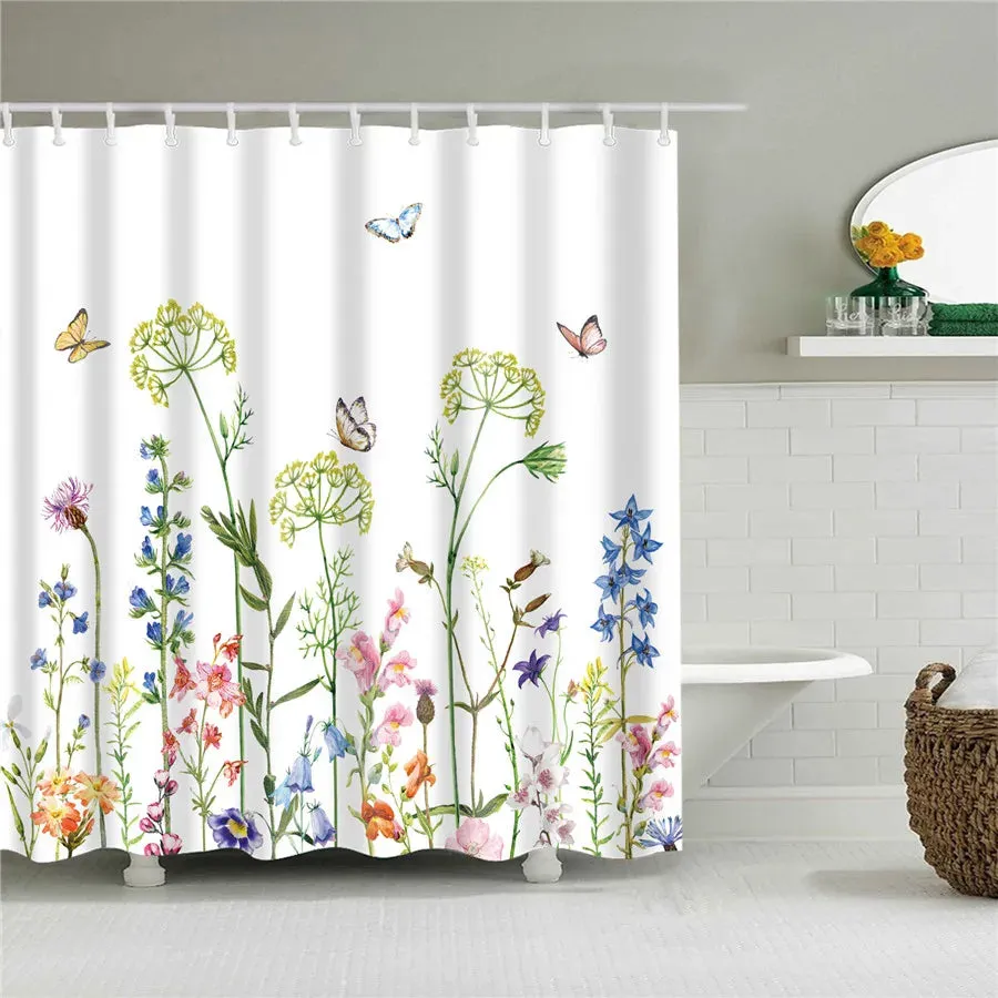 Flower Dandelion Red Rose Small Fresh Shower Curtains Bathroom Curtain Frabic Waterproof Polyester Bathroom Curtain with Hooks