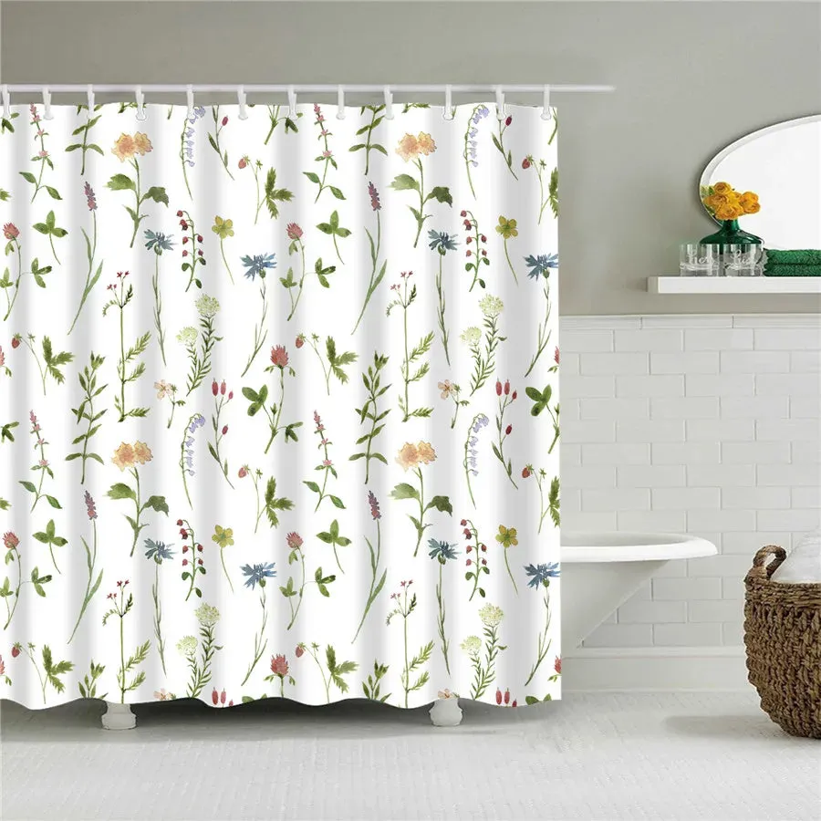 Flower Dandelion Red Rose Small Fresh Shower Curtains Bathroom Curtain Frabic Waterproof Polyester Bathroom Curtain with Hooks