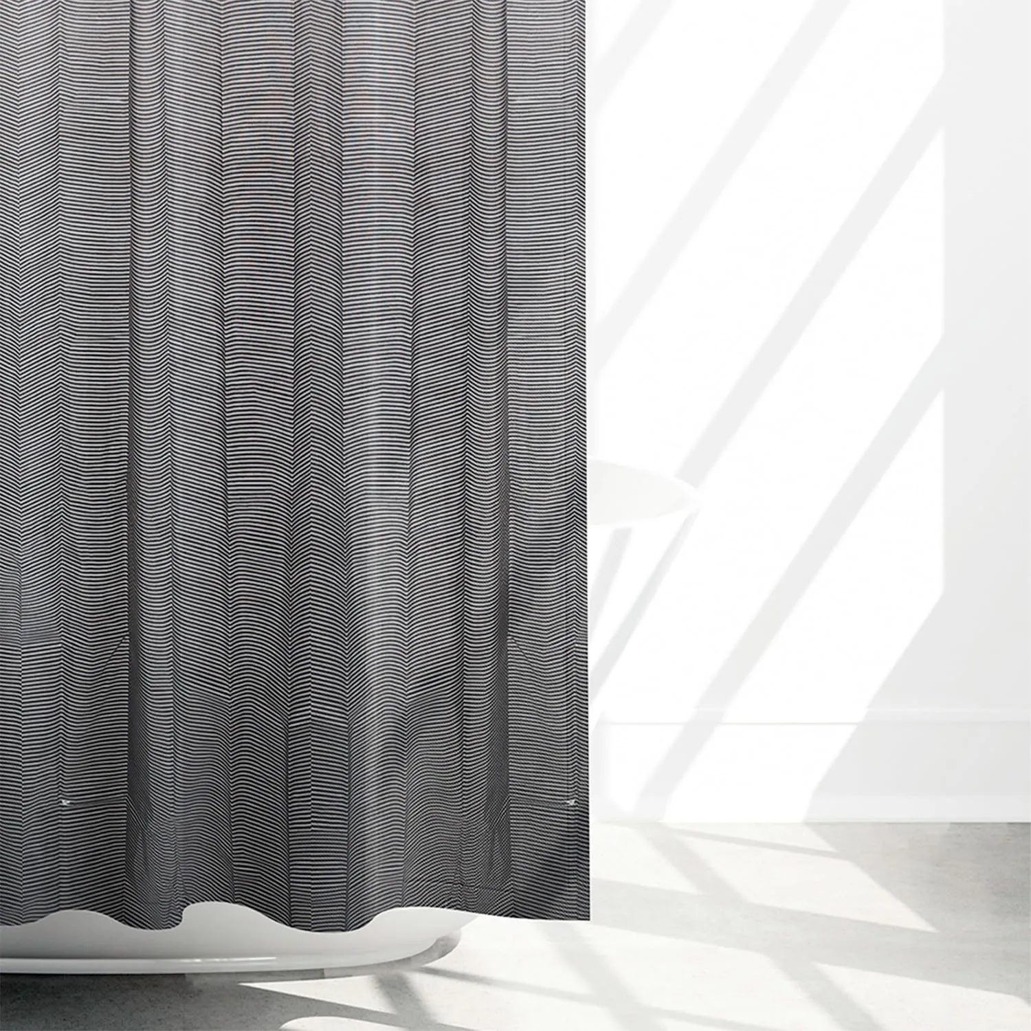 Heart Home Shower Curtain | Odette Design PEVA Curtain for Bathroom | Shower Curtain for Bathroom | Bathroom Shower Curtain with Hooks | 6 Feet | Gray