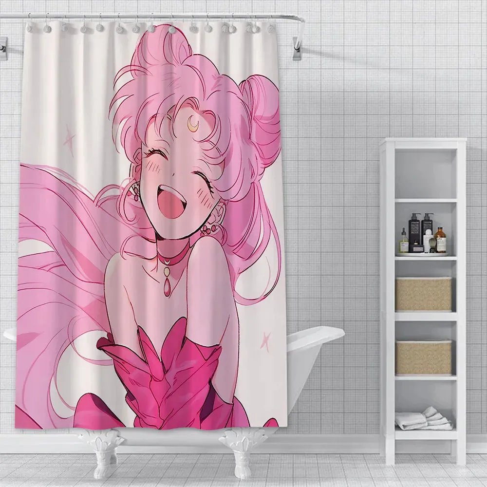 Hot Cartoon S-Sailor Moon Shower Curtain Waterproof Polyester Fabric Paint Colorful Bath Curtains Curtain with Hook