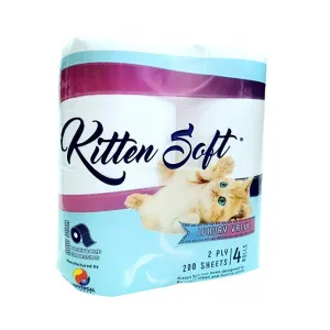 Kitten Soft Toilet Paper 2 Ply 200 Sheets 4 Rolls