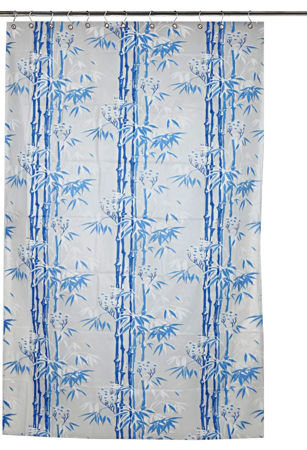 Kuber Industries Bamboo Design Waterproof PVC Shower Curtain with 8 Hooks 54 inch x 84 inch (Blue) CTKTC33775