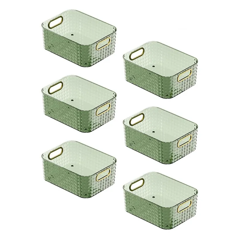 Kuber Industries Pack of 6 Multipurpose Portable Storage Container| Pantry Organise Basket | Organizer For Kitchen bathroom Accessories | Vanity Bins for Desktop Cosmetic-Storage | Dark Green