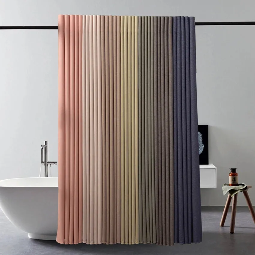 Luxury Thick Imitation Linen Shower Curtain Waterproof Bath Curtains For Bathroom Bathtub Large Bathing Cover with Metal Hooks