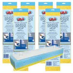 Natural Cellulose Squeeze Sponge Mop Refill, 9" Head - 6 Pack