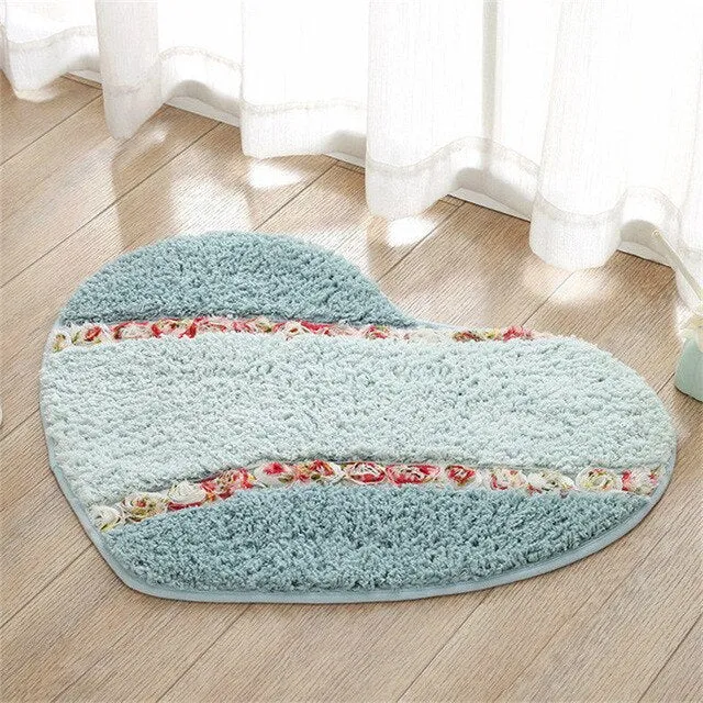 New Design Heart Shape Bathroom Carpet For Bedroom Toilt Quality Bathroom Mat Rug Soft Water Absorption Bath Mat Carpet Bath Rug