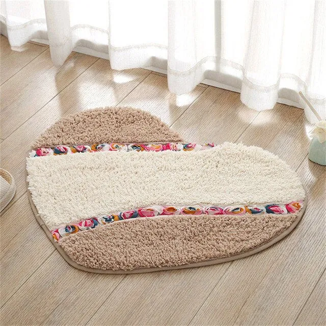 New Design Heart Shape Bathroom Carpet For Bedroom Toilt Quality Bathroom Mat Rug Soft Water Absorption Bath Mat Carpet Bath Rug