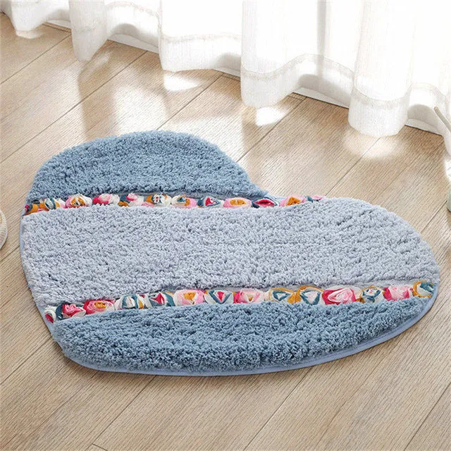 New Design Heart Shape Bathroom Carpet For Bedroom Toilt Quality Bathroom Mat Rug Soft Water Absorption Bath Mat Carpet Bath Rug