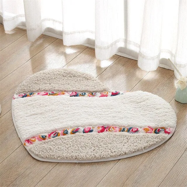 New Design Heart Shape Bathroom Carpet For Bedroom Toilt Quality Bathroom Mat Rug Soft Water Absorption Bath Mat Carpet Bath Rug