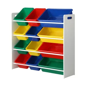 Oikiture Kids Toy Box Organiser 12 Bins Display Shelf Storage Rack Drawer