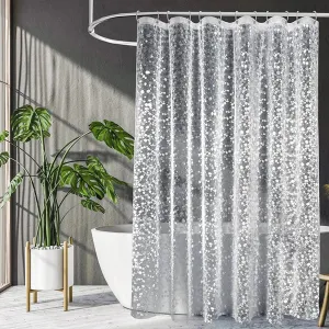 PEVA Pebble Shower Curtain Transparent Lining Waterproof Bathtub Bathing Cover Cobblestone Bathroom Bath Curtains Liner