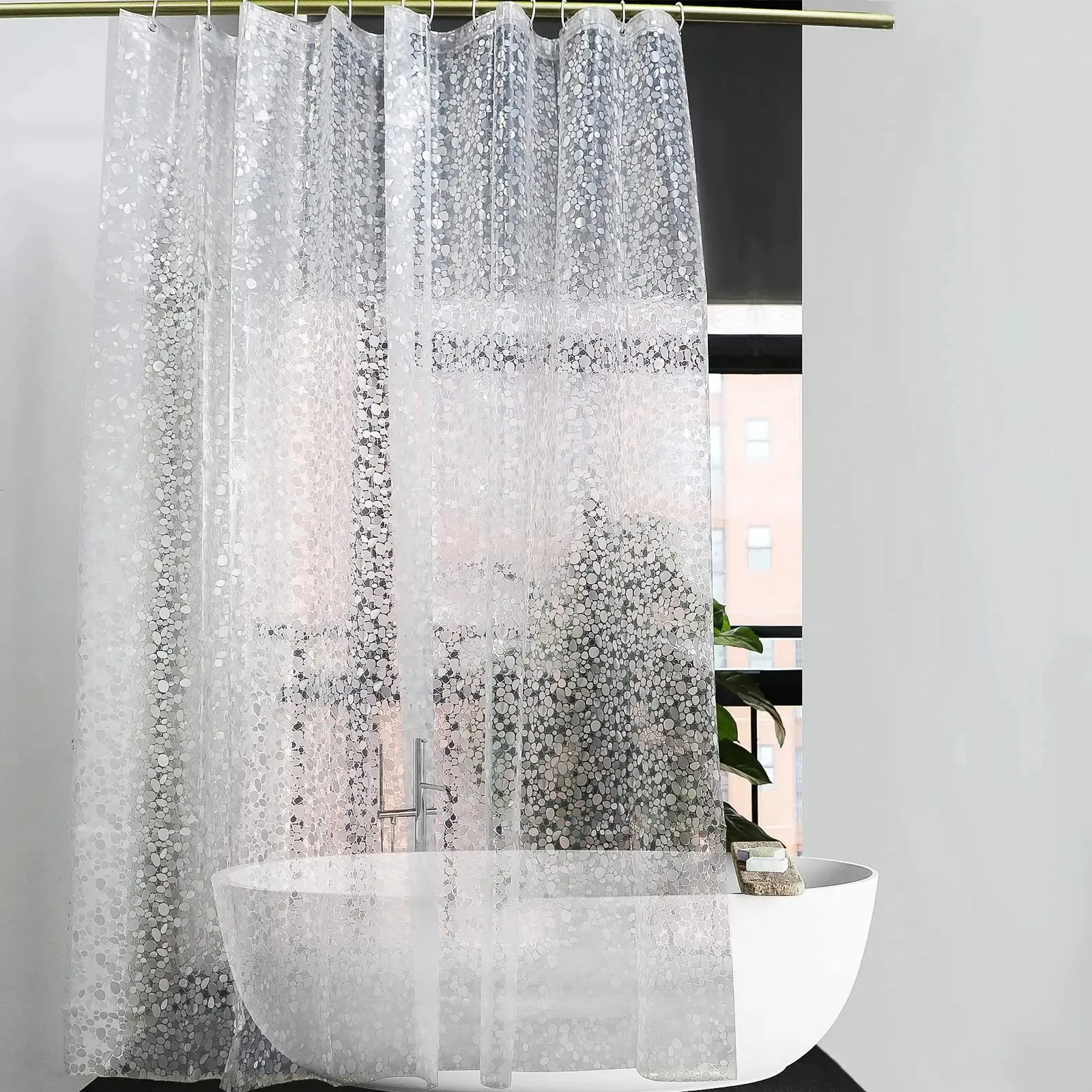 PEVA Pebble Shower Curtain Transparent Lining Waterproof Bathtub Bathing Cover Cobblestone Bathroom Bath Curtains Liner