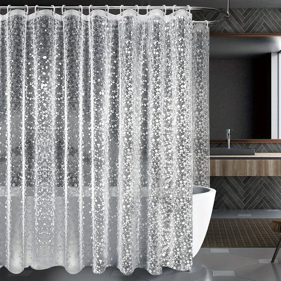 PEVA Pebble Shower Curtain Transparent Lining Waterproof Bathtub Bathing Cover Cobblestone Bathroom Bath Curtains Liner