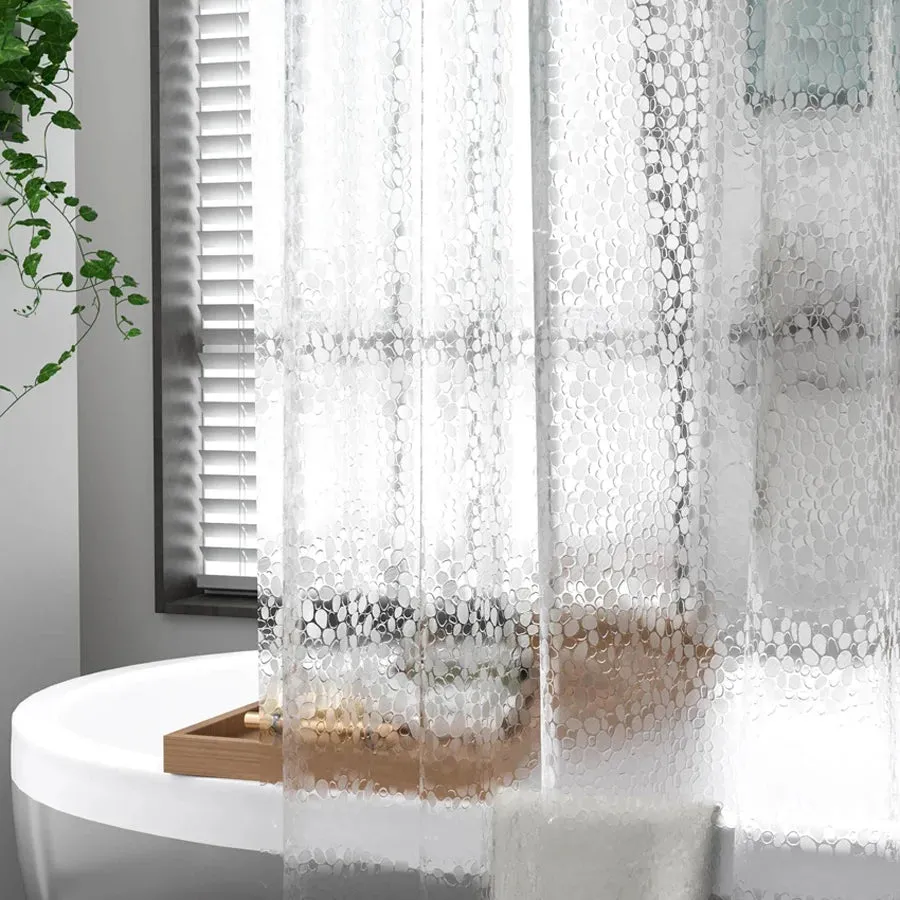 PEVA Pebble Shower Curtain Transparent Lining Waterproof Bathtub Bathing Cover Cobblestone Bathroom Bath Curtains Liner