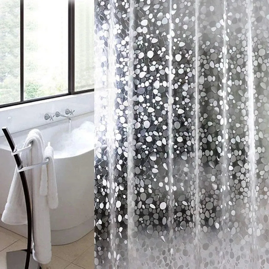 PEVA Pebble Shower Curtain Transparent Lining Waterproof Bathtub Bathing Cover Cobblestone Bathroom Bath Curtains Liner