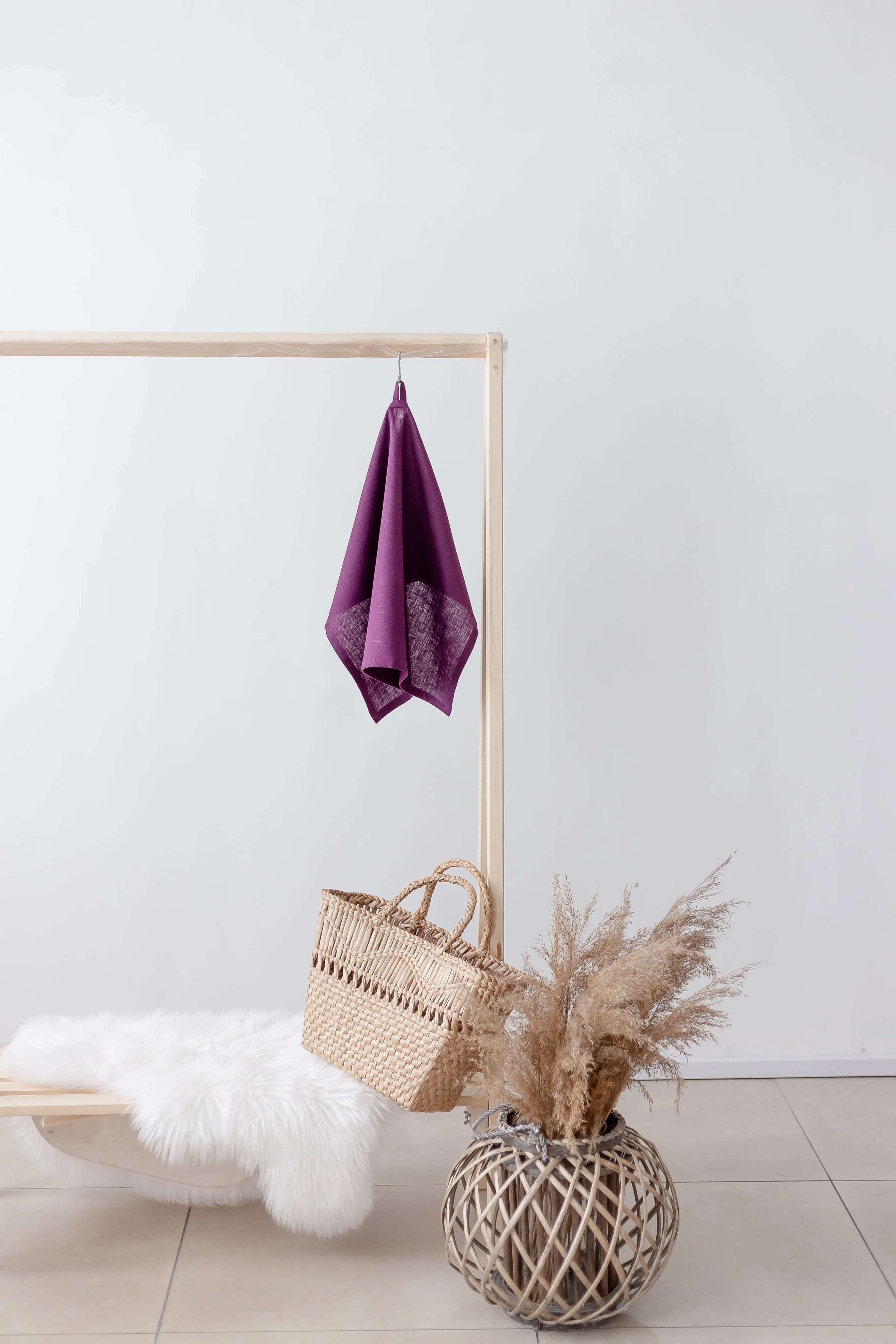 Purple Eggplant Linen Kitchen Towel