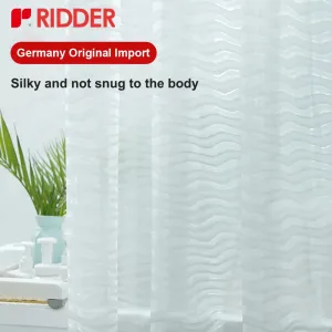 RIDDER EVA Shower Curtain Waterproof Shower Curtain translucent with Rust Proof Grommets Free punching,Shower Curtain Rod Kit