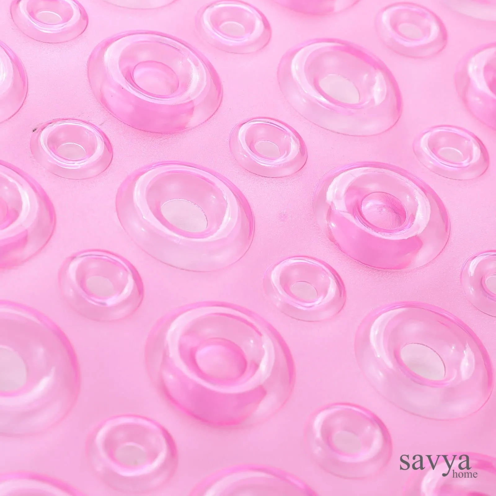 SAVYA HOME Rubber Bath Mats | Anti Skid Bathroom Floor Mat | Non Slip Door Mats for Bathroom | with Suction Cups for Quick Drying | Machine Washable | Eco-Friendly | 65 X 36 Cm | Oval - Pink