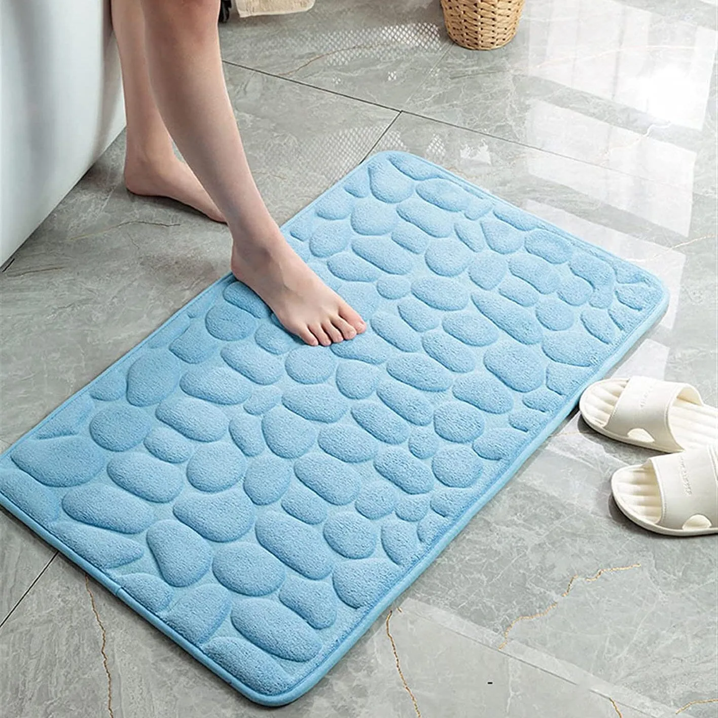 Soft Memory Foam Non Slip Cobblestone Embossing Bath Mat