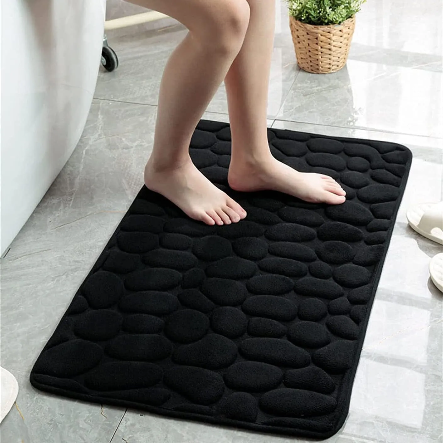 Soft Memory Foam Non Slip Cobblestone Embossing Bath Mat