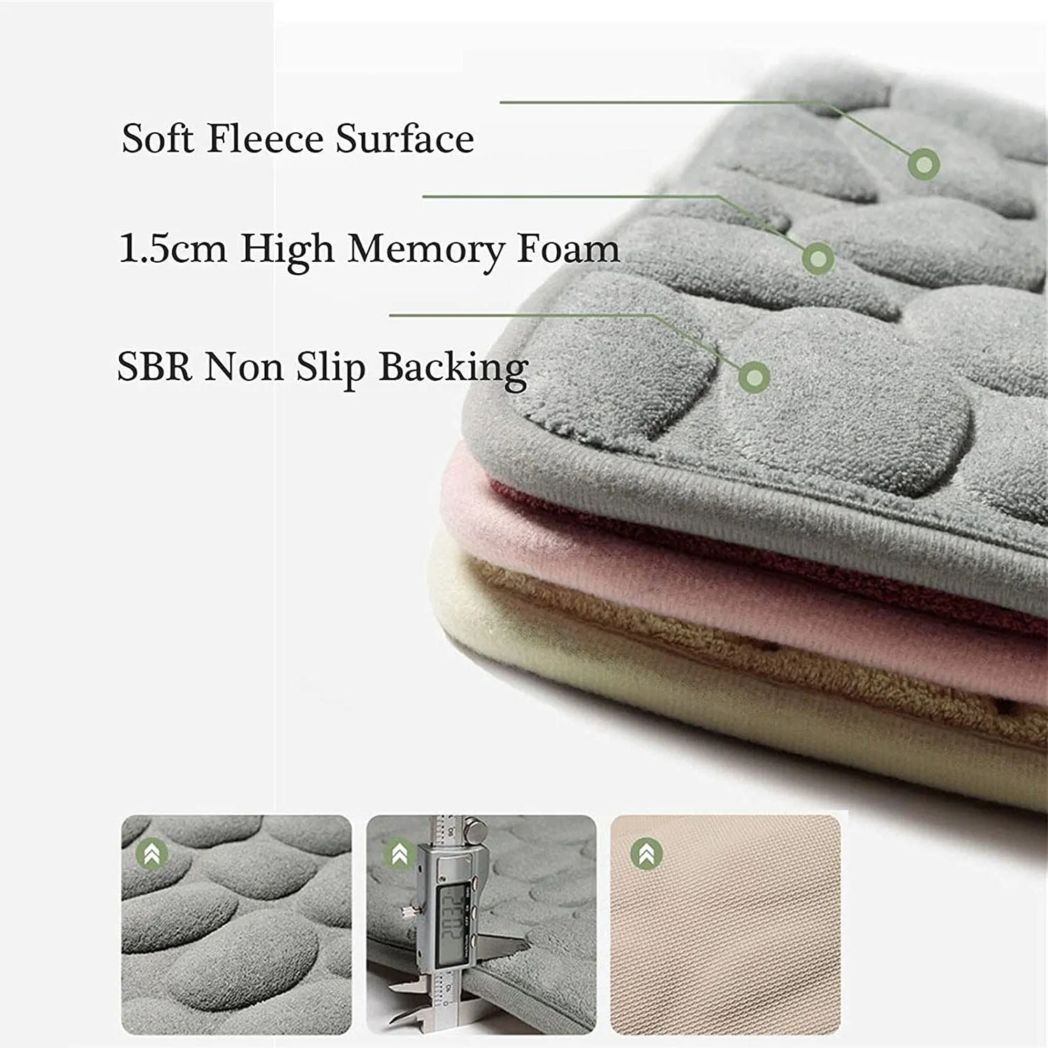 Soft Memory Foam Non Slip Cobblestone Embossing Bath Mat