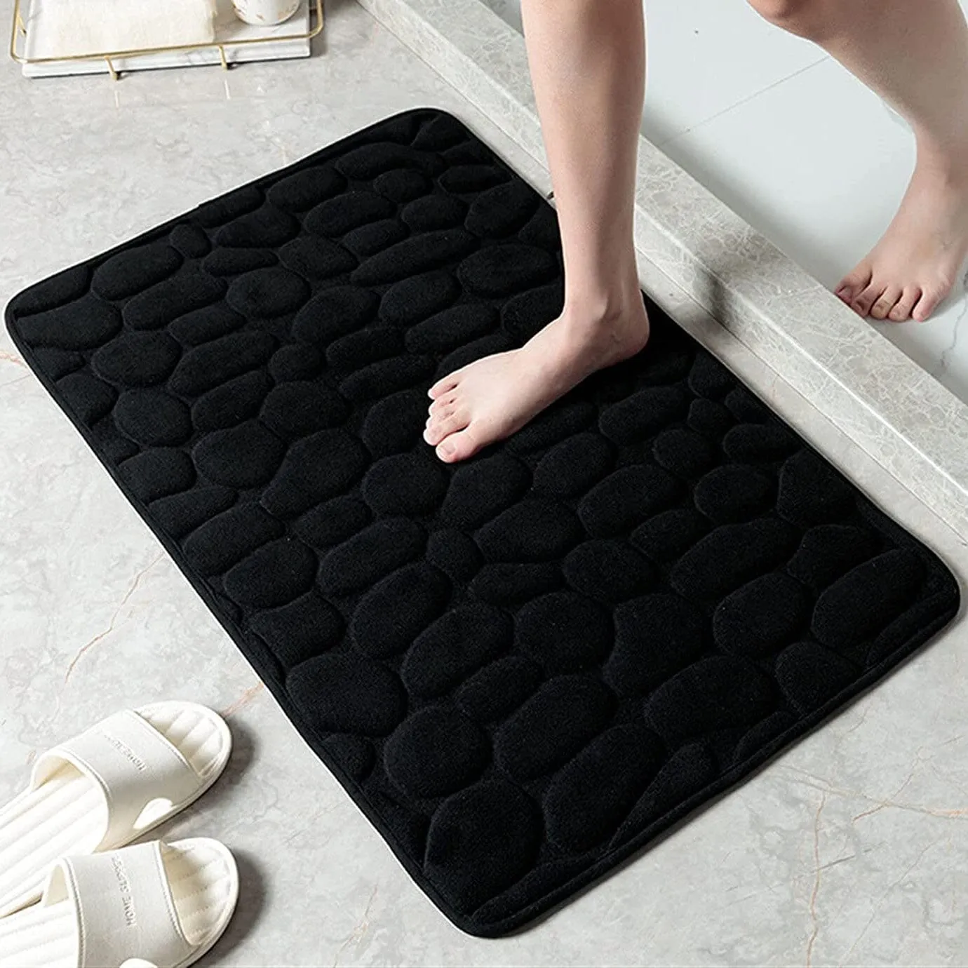 Soft Memory Foam Non Slip Cobblestone Embossing Bath Mat