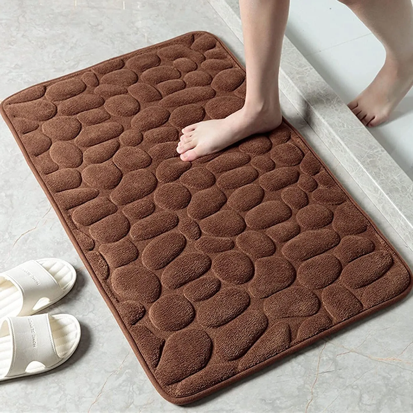 Soft Memory Foam Non Slip Cobblestone Embossing Bath Mat