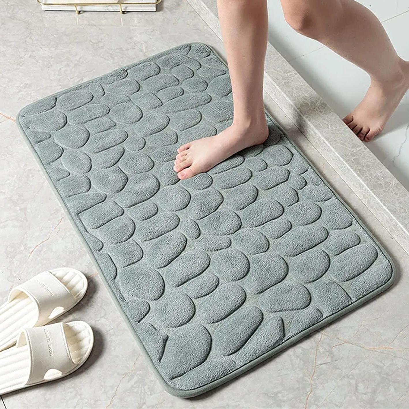 Soft Memory Foam Non Slip Cobblestone Embossing Bath Mat