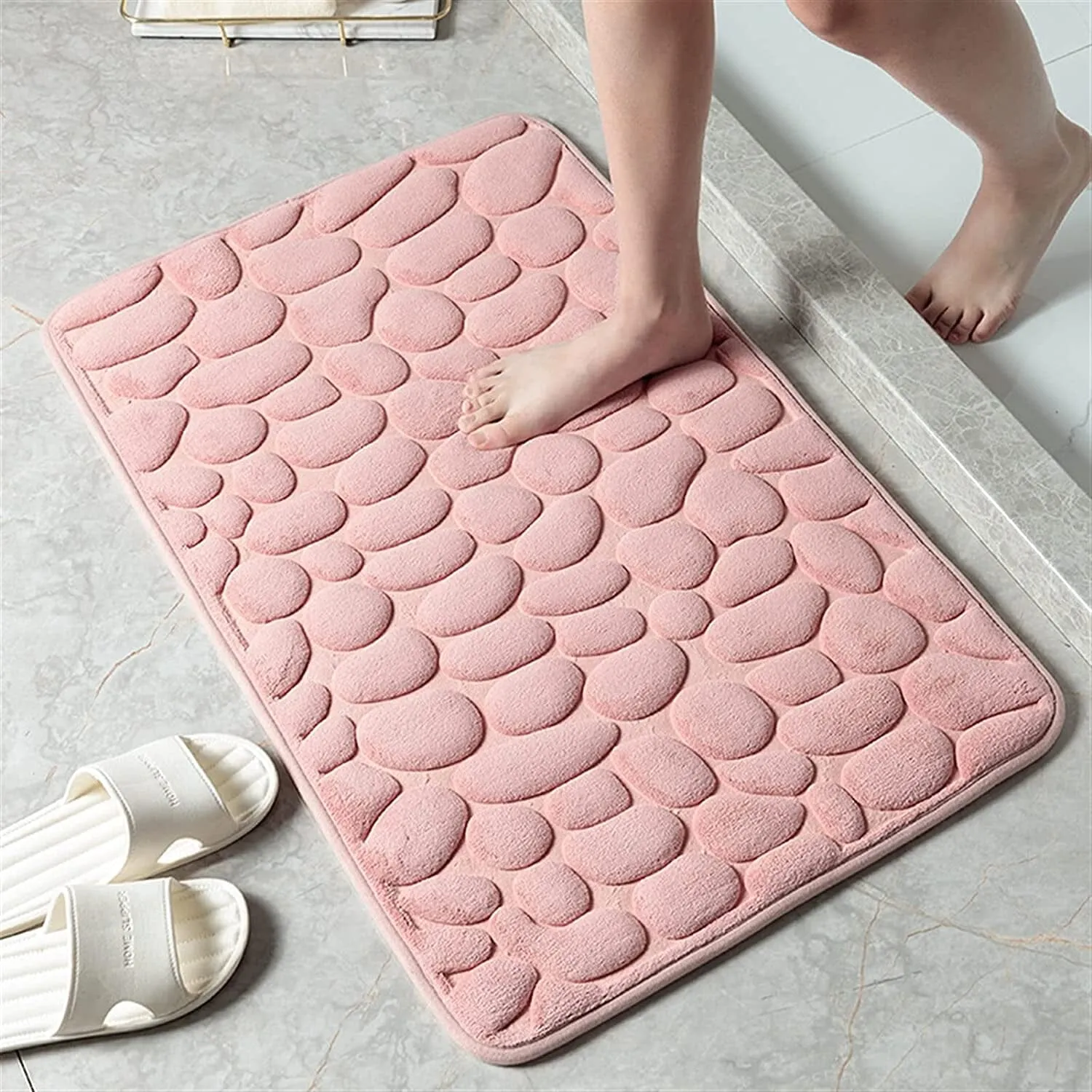 Soft Memory Foam Non Slip Cobblestone Embossing Bath Mat