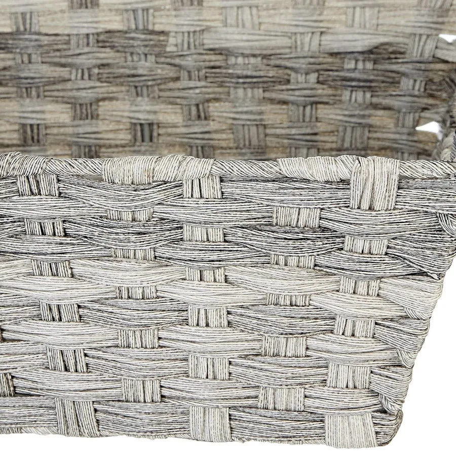 Split Rattique Woven Tote - Gray