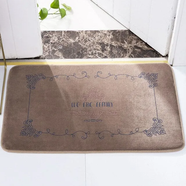 Stylish Classical Bathroom Mat Super Soft Coral Cashmere Water Absorption Bathroom Door Mat Non Slip Bath Rugs Mats