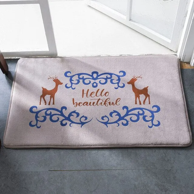 Stylish Classical Bathroom Mat Super Soft Coral Cashmere Water Absorption Bathroom Door Mat Non Slip Bath Rugs Mats