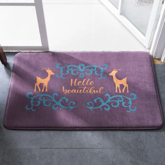 Stylish Classical Bathroom Mat Super Soft Coral Cashmere Water Absorption Bathroom Door Mat Non Slip Bath Rugs Mats