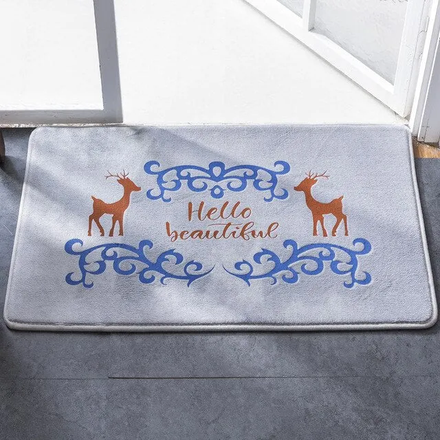 Stylish Classical Bathroom Mat Super Soft Coral Cashmere Water Absorption Bathroom Door Mat Non Slip Bath Rugs Mats