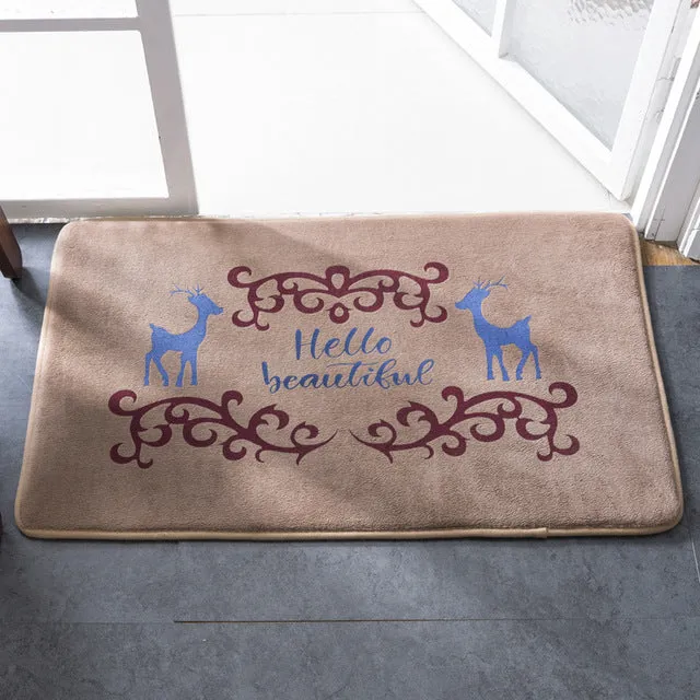 Stylish Classical Bathroom Mat Super Soft Coral Cashmere Water Absorption Bathroom Door Mat Non Slip Bath Rugs Mats