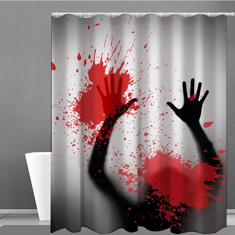 Terrible 3D bloody splash in the bathroom Halloween decoration Waterproof and mildew proof shower curtain decoration