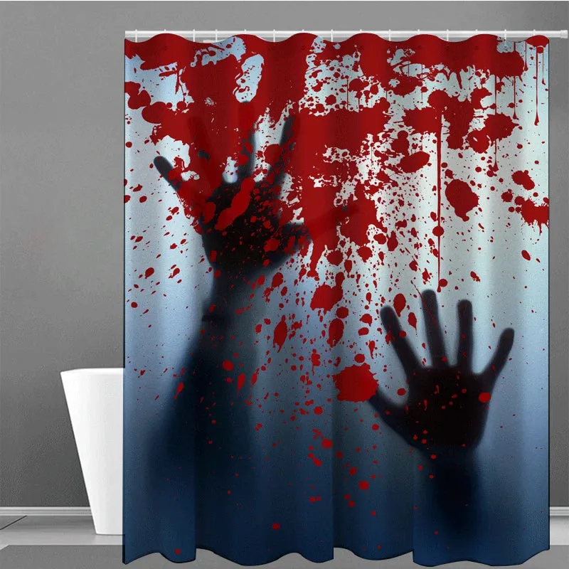 Terrible 3D bloody splash in the bathroom Halloween decoration Waterproof and mildew proof shower curtain decoration