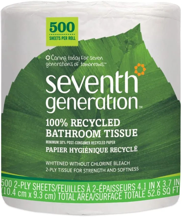 Toilet Paper 2-ply 100% Recycled Paper, 500 sheets, Pack of 60