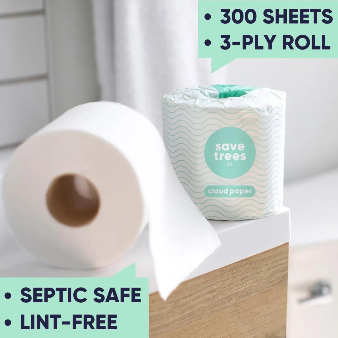 Toilet Paper, Environmentally-Friendly 3-ply, 300 Sheets Per Roll, PFAs Free, FSC Certified, Plastic & Chemical Free