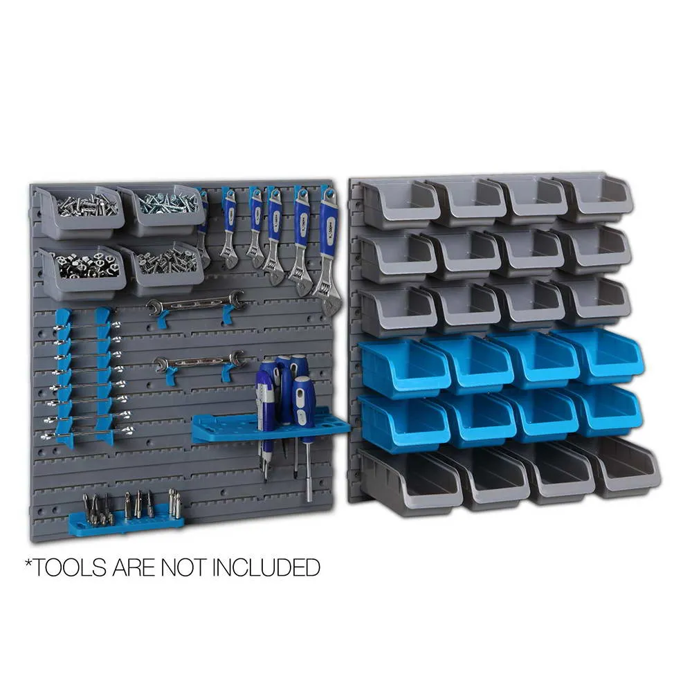 Wall Mounted Storage Rack Set Peg Board Tool Organiser 3 Bin Sizes