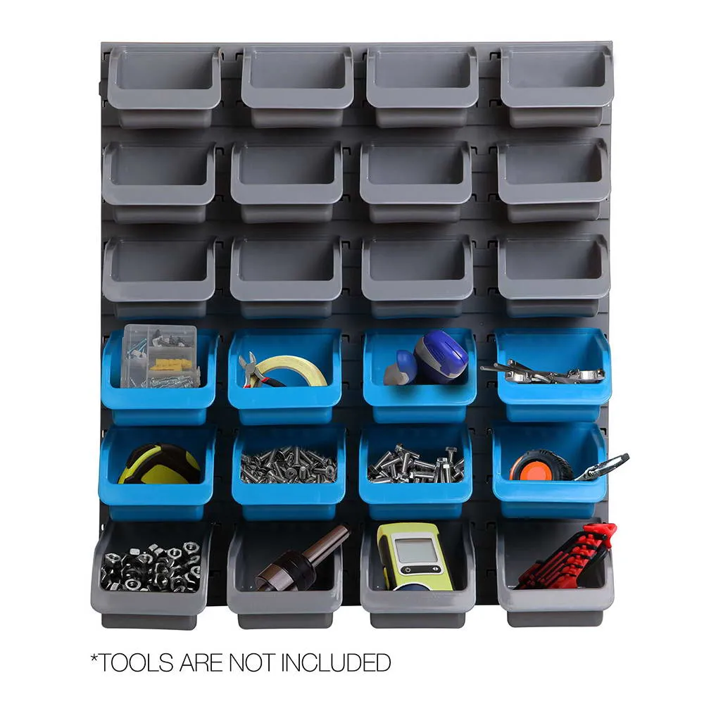 Wall Mounted Storage Rack Set Peg Board Tool Organiser 3 Bin Sizes